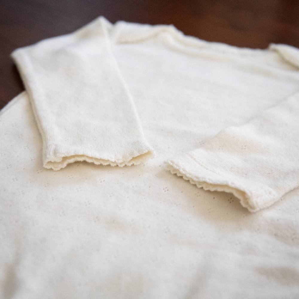 NWOT Baby Boden Pointelle Long Sleeve Onesie - Picture 6 of 9